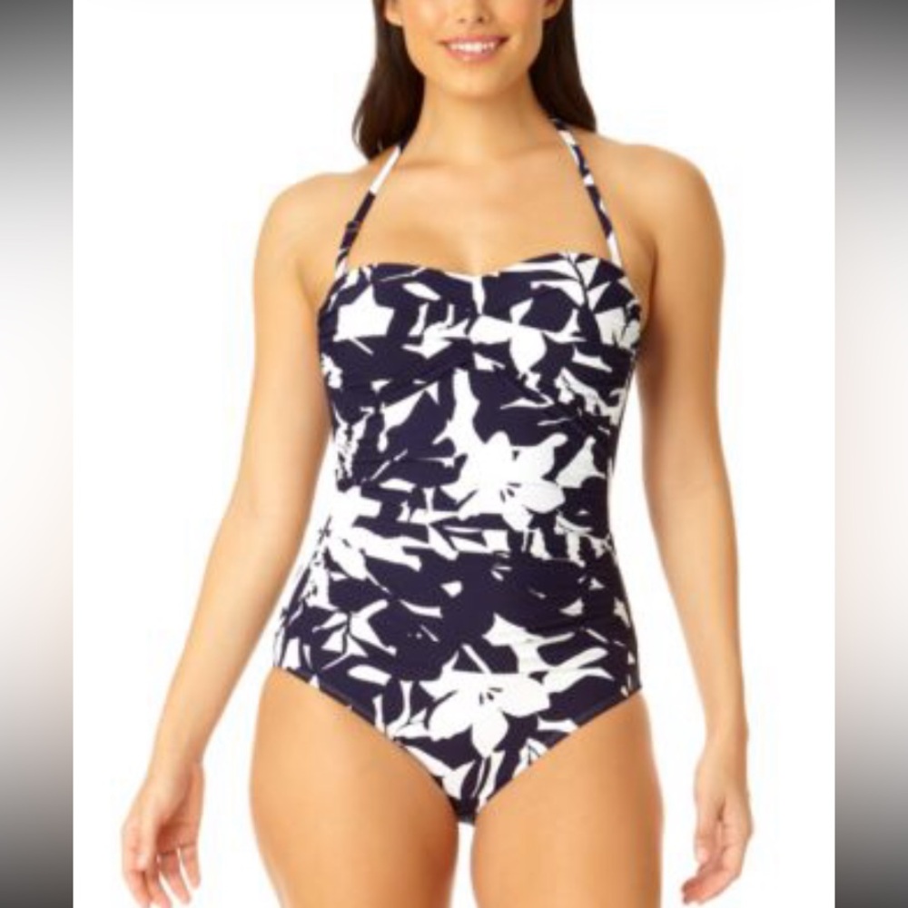 Anne Cole Twist Front Shirred Swimsuit NWT Sz 6